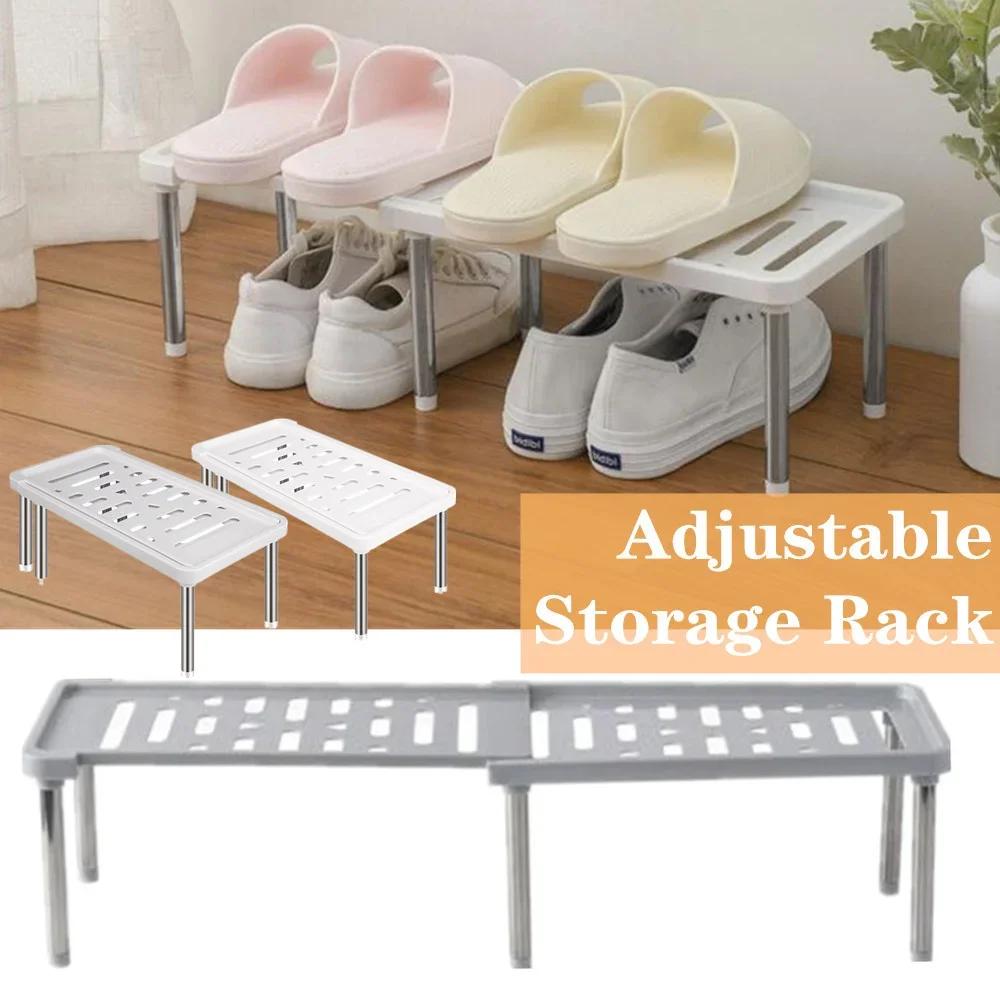 Desktop Double-Layer Storage Shelf Adjustable Stackable PP Organizer Rack Suitable for Office Living Room Bedroom Kitchen Spice