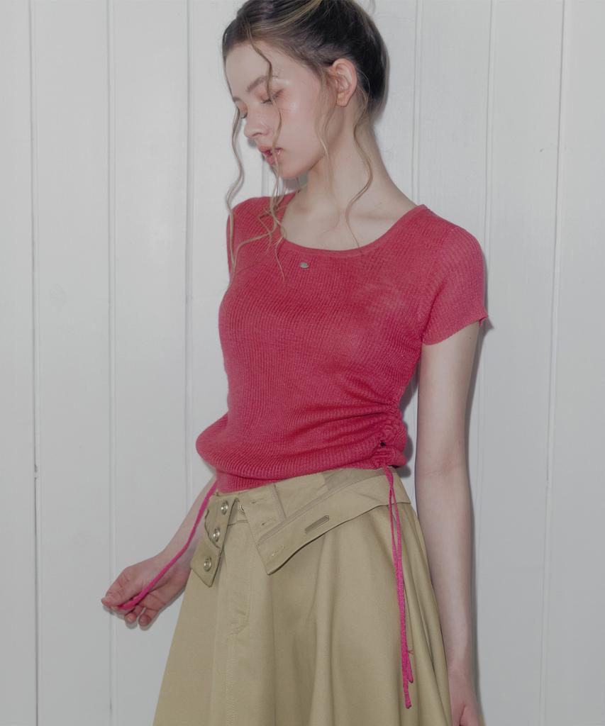 Teuwi Lilphin Shirred Square Short Sleeve Knit