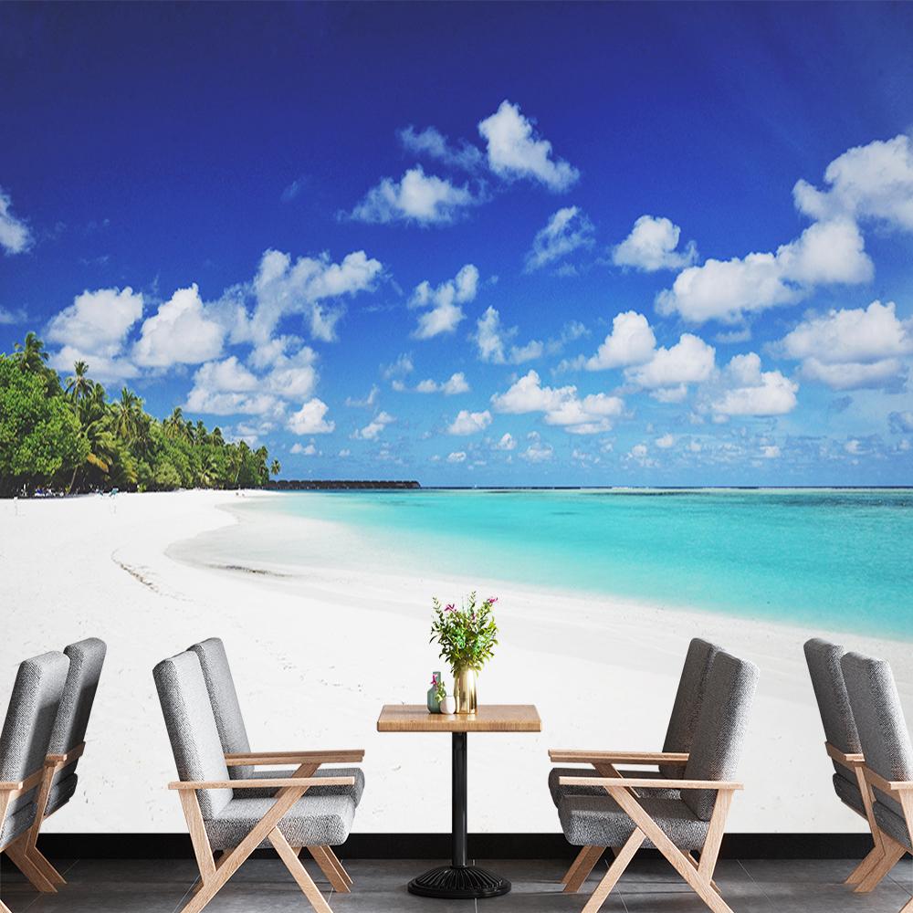 3d Beach Wall Mural Romantic Coconut Tree Mural Sea View Wallpaper for Bedroom Living Room Home Decor Beach Wallpaper