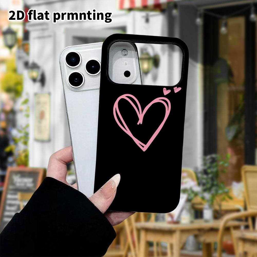 Phone Case: 2D Flat, Suitable for iPhone 18, 17, 16, 15, 14, 13, 12Pro Protective Case, Single-line Heart, Perfect Holiday Gift for Christmas and Hall