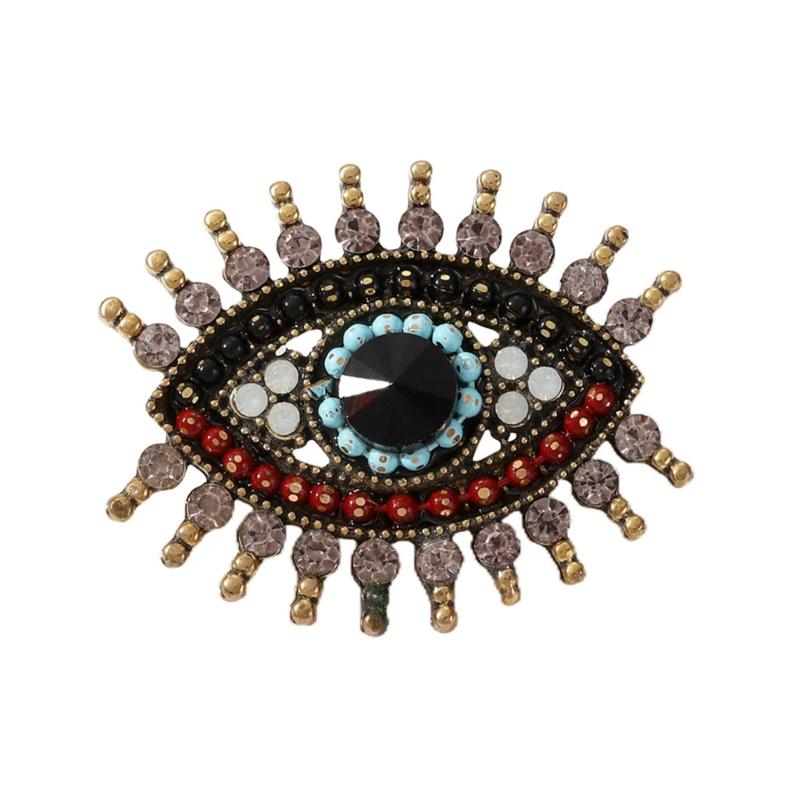 Lightweight Zinc Alloy Statement Pin Intricate Evil Eyes Charm And Crystal Embellishments Eleant Brooch Accessory