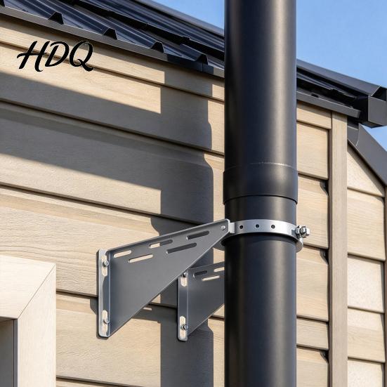 Adjustable Duct Wall Mount Skyscraper Pipe Support Bracket Stainless Steel Fireplace Rack Heavy Duty Vent Heat-resistant Stable Triangular Stove for
