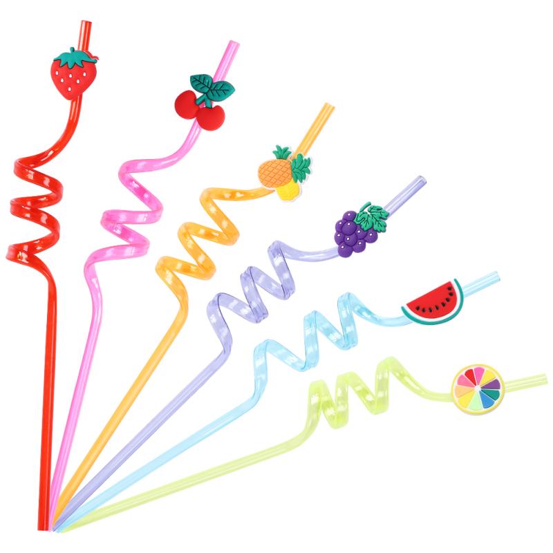 24pcs Fruit Drinking Straws Multi-purpose Reusable Soft Flexible Easy To Clean Kids Party Supplies