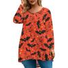 Women's Fashion Large Size Round Neck Long Sleeve Casual Halloween Print Loose Pullover Top