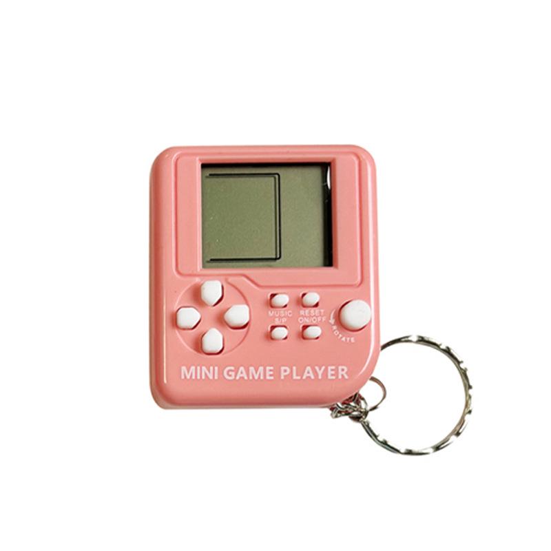 Retro Cube Mini Game Keychain: Handheld Tetris & Tank Game Console