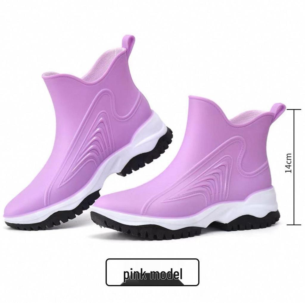 Women's Waterproof Rain Boots: Short-Cuffed Non-Slip Summer Shoes for Outdoor Wear and Kitchen Use.