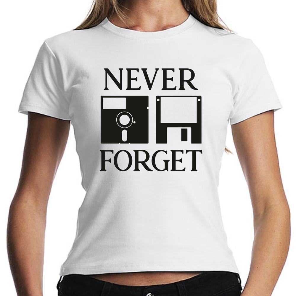 

Never Forget Geek Gamer Nerd Retro Floppy Disk Floppy Fun Womens Girlie T-Shirt 2XL
