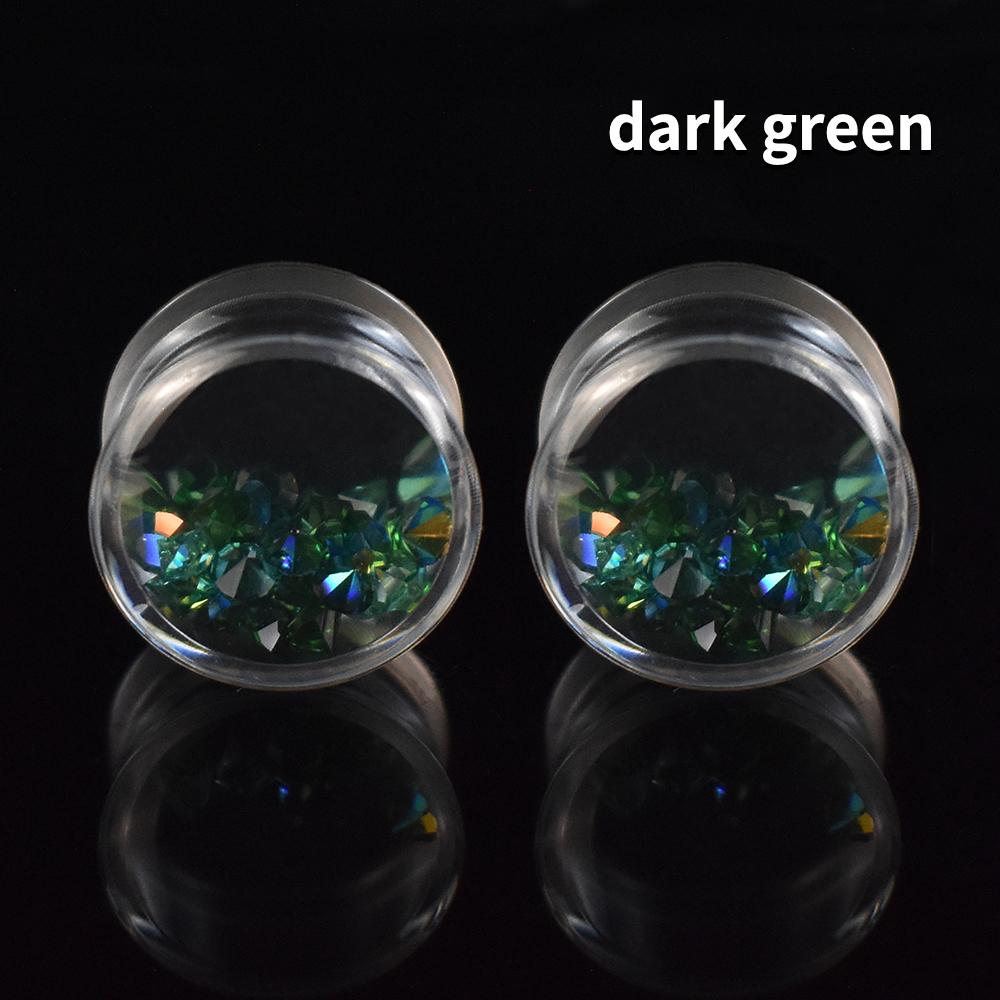 

8-30 мм красочные искусственные драгоценные камни, туннели для ушей, заглушки, акриловый расширитель для ушей, носилки, ювелирные изделия для пирсинга 10mm темно-зеленого