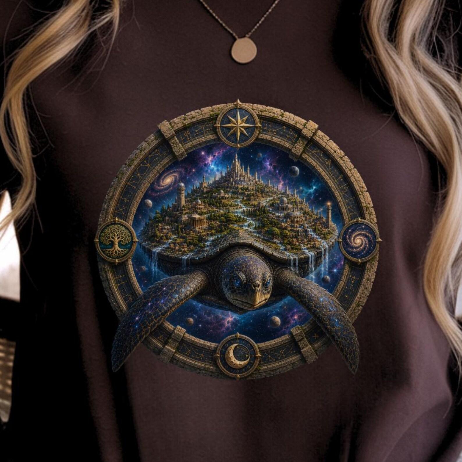Cosmic World Turtle Shirt | Fantasy Turtle Tee | Ancient Celestial Guardian XL