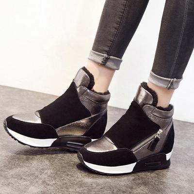 Cow Leather Shoes Women Winter Boots Height Increasing Flat Platform Winter Shoes Woman Boots A465