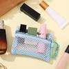 1pc Transparent Mesh Makeup Bag,Stylish Portable  Cosmetic Pouch with Zipper,Flat Design for Toiletries and Makeup Storage