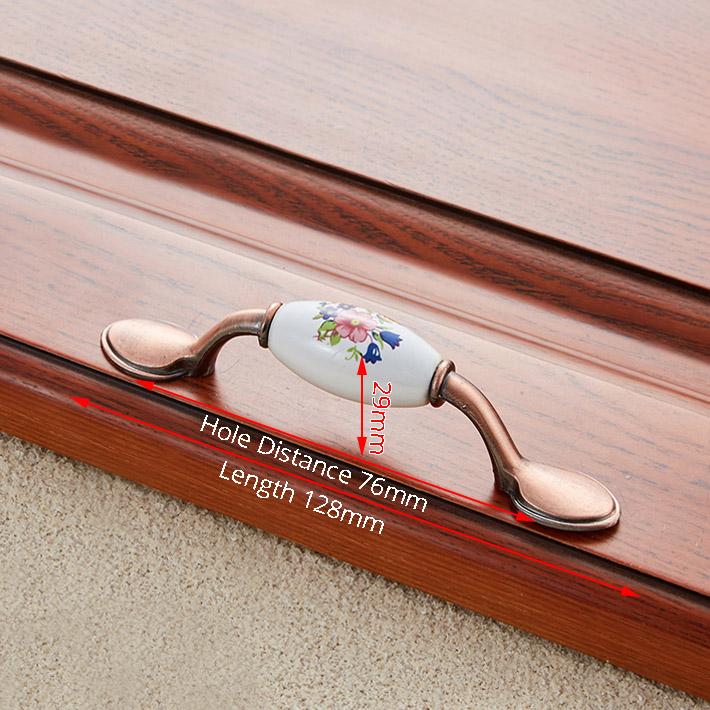 NAIERDI Antique Bronze Ceramic Cabinet Handles Zinc Alloy Drawer Knobs Wardrobe Door Handles Morning Glory European Handle