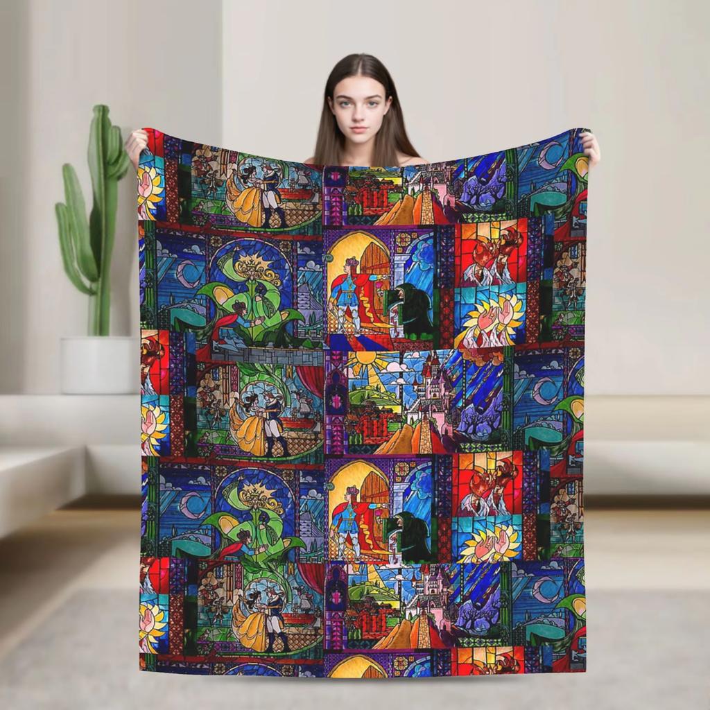 Beauty And The Beast Blanket Single Sided 2DPrint Soft Fluffy Warm Cozy Lightweight Blanket Bedroom Living Room Sofa Travel Gift