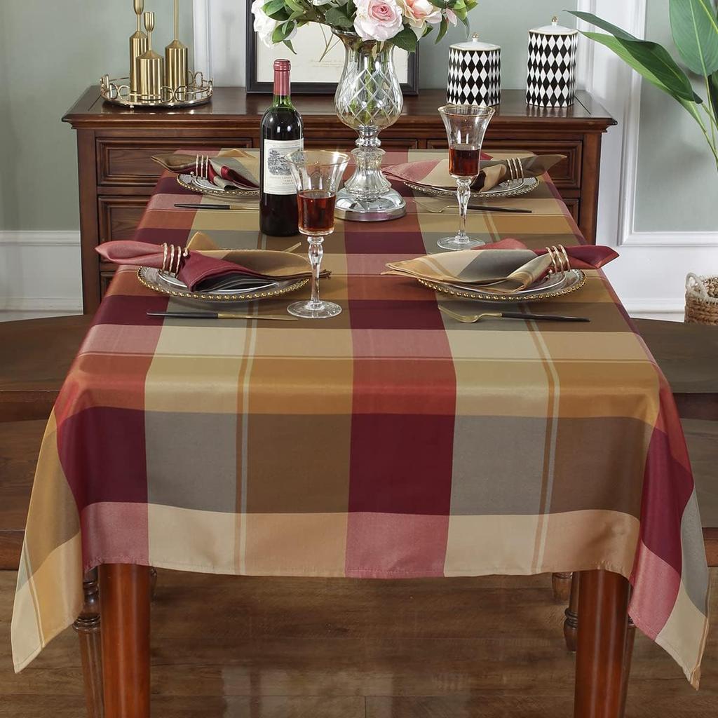 Rectangle Checkered Tablecloths Waterproof Farmhouse Indoor Outdoor Picnic Table Cover Holiday Party Kitchen Dining Table Decor