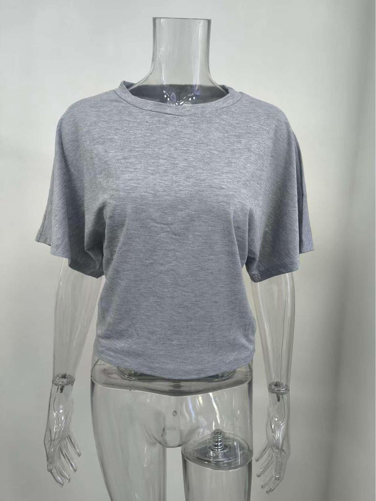 2025 Koreanischer Stil Damen Rundhals Kurzarm Lockeres T-Shirt - Vielseitiges Einfarbiges Sommer Oberteil