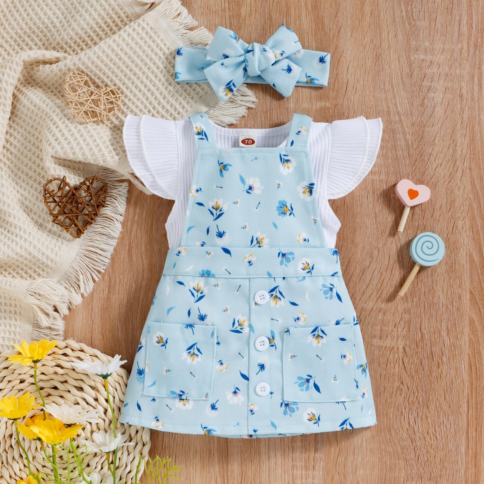 

Baoxin Children s Clothing Spring Summer Korean Version Girl Baby Sister Matching Outfit Ribbed Cotton Short Sleeve Floral Strap Dress Infant Toddler 100cm синій
