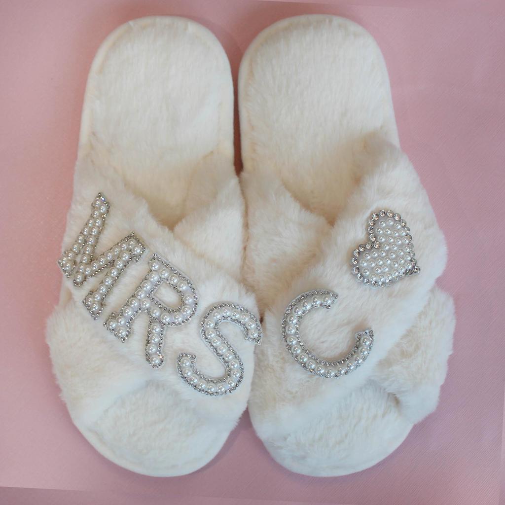 Women's Plush Velvet Furry Wedding Indoor Slippers