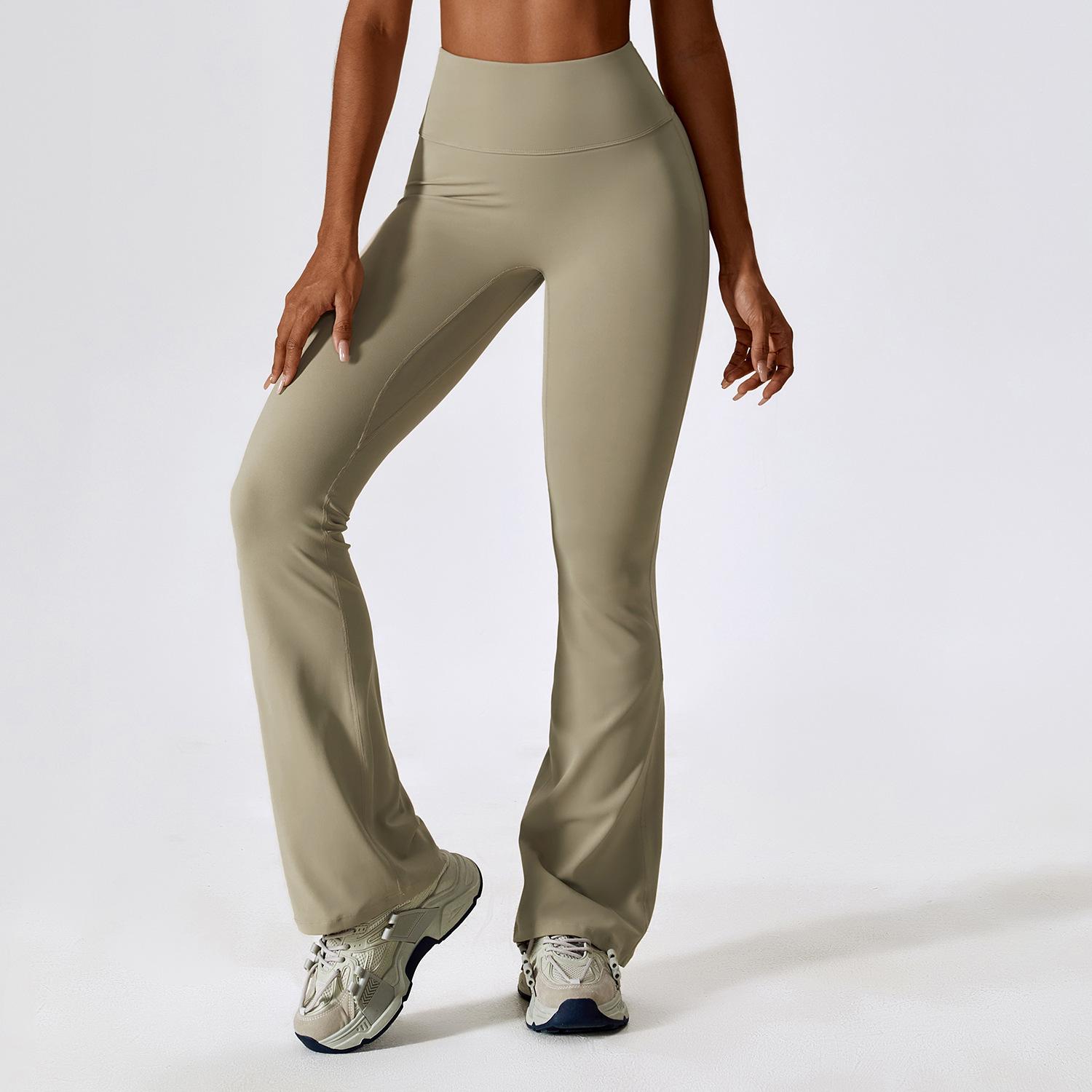 High-Waisted Micro-Flare Butt-Lifting Yoga Pants - Casual, Bare Feel, European & American Style, Wide-Leg Design. S