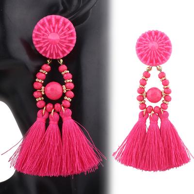Bohemian Rhinestone Beaded Tassel Dangle Earrings Women Banquet Jewelry Gift