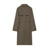 2025 Herbst Damen Langer Trenchcoat Revers mit Kerbe Zweireihig Gürtel Schmale Taille Britischer Stil Einfarbig Lässig