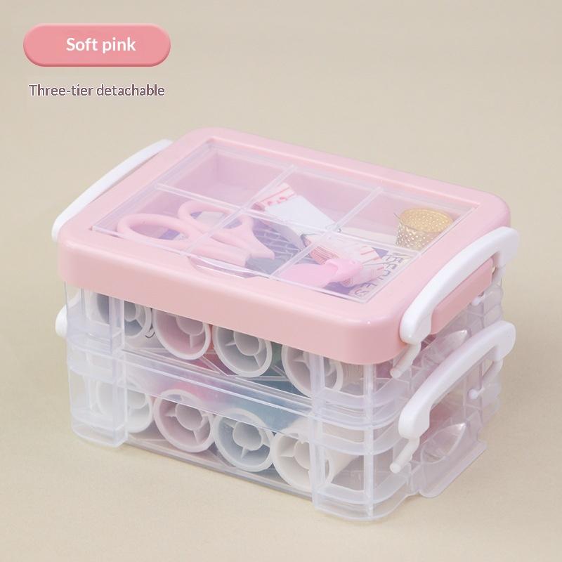30Pcs Craft Spools Diy Sewing Tool Kit Portable Three Layer Large Capacity Home Needlework Sewing Box