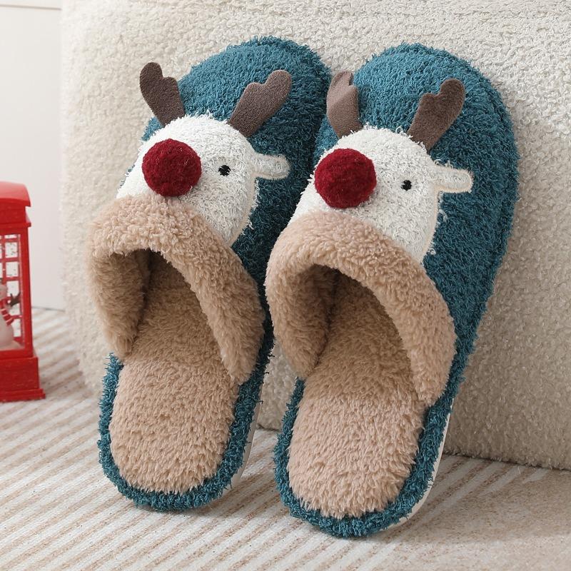 

Cotton slippers cute Christmas elk cotton slippers women s winter slippers home non-slip couple fluffy slippers 44-45 світло-синій колір