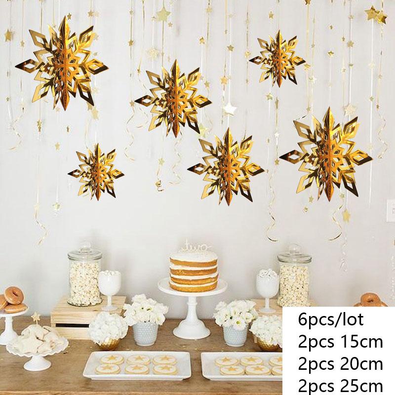 3D Künstliche Schneeflocken Papiergirlande Banner Weihnachtsdekorationen für Zuhause Winter Geburtstagsfeier Falscher Schnee Neujahrsornamente