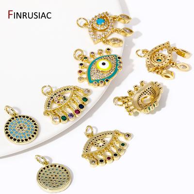Multi Styles Lucky Evil Eye Pendant Necklace For Women Zircon Blue Eyes Charm Fashion Brass Chain Necklace Party Gift