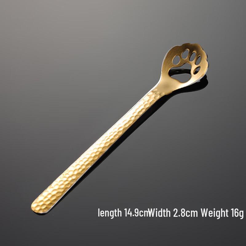 Qianxing 304 Stainless Steel Cat Paw Gold Hollow Hammered Spoon Set