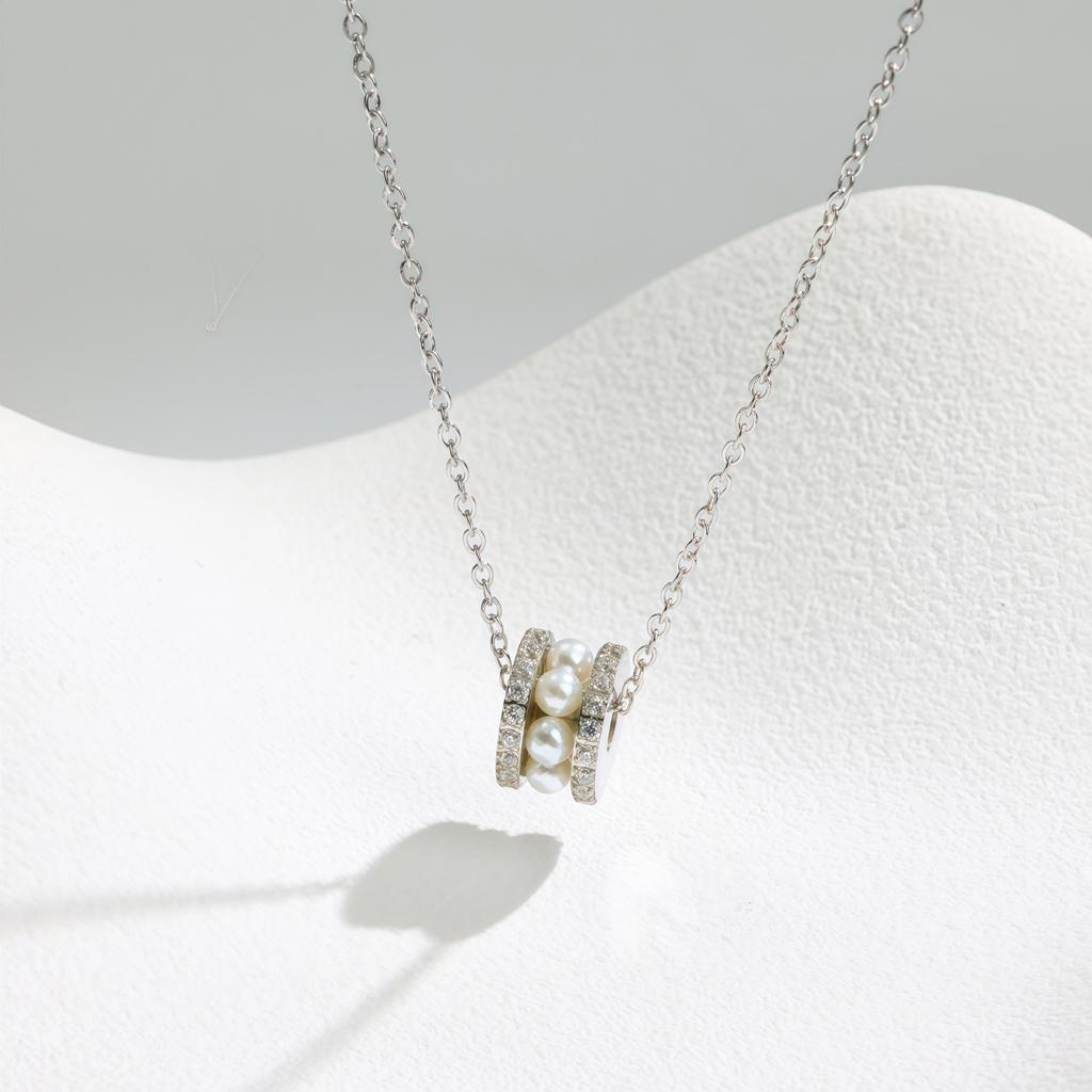 Super Flash Pearl Zircon Small Waist Necklace Titanium Steel Collarbone Chain Women Do Not Fade Gift
