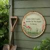 Weatherproof Iron Plaque Round Garden Metal Sign, Retro Distressed Wall Decor, Weather Resistant Decor Vintage Art for Outdoor Courtyard Patio