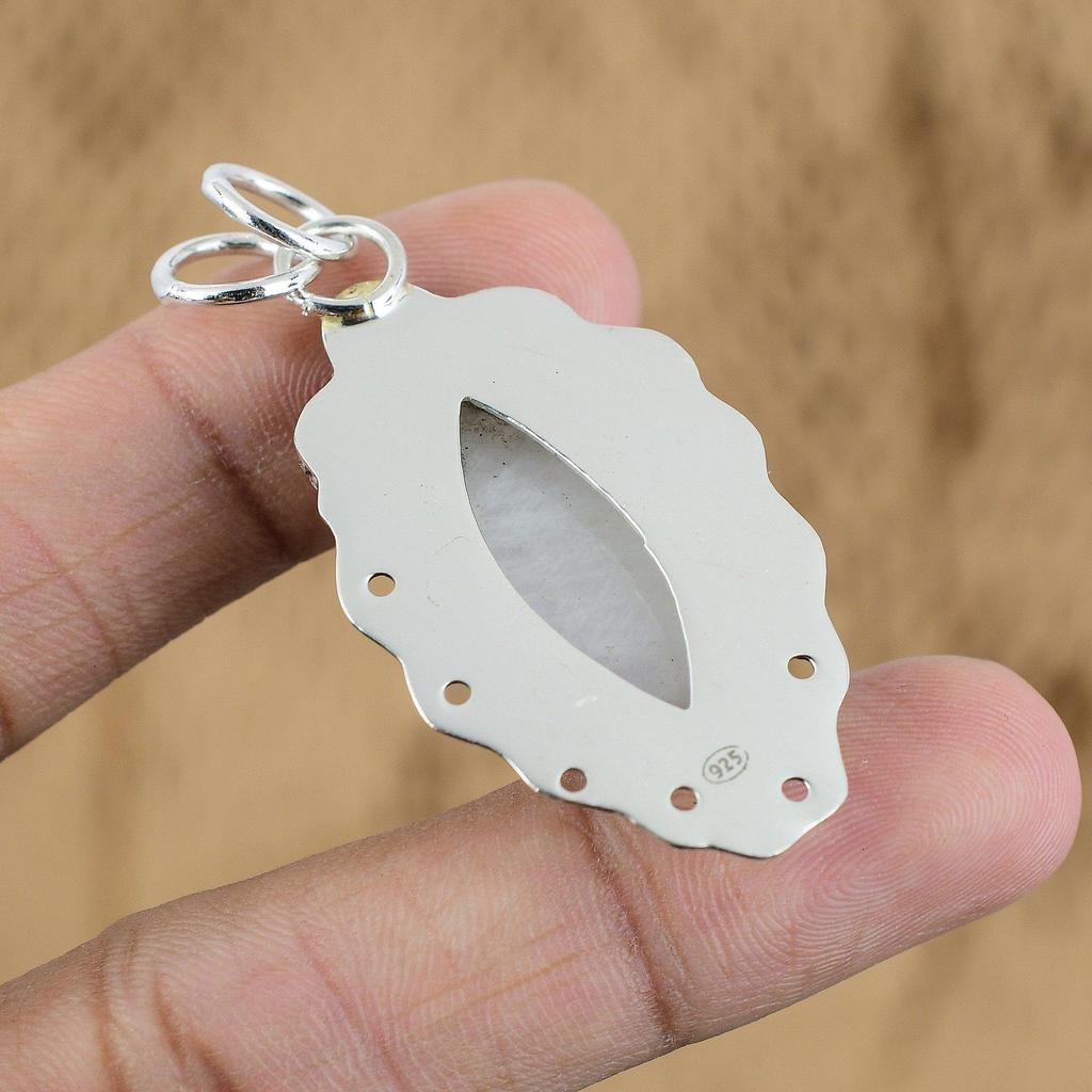 Mothers day Deal Sterling Silver Rainbow Moonstone Stone Wedding Pendant Jewelry
