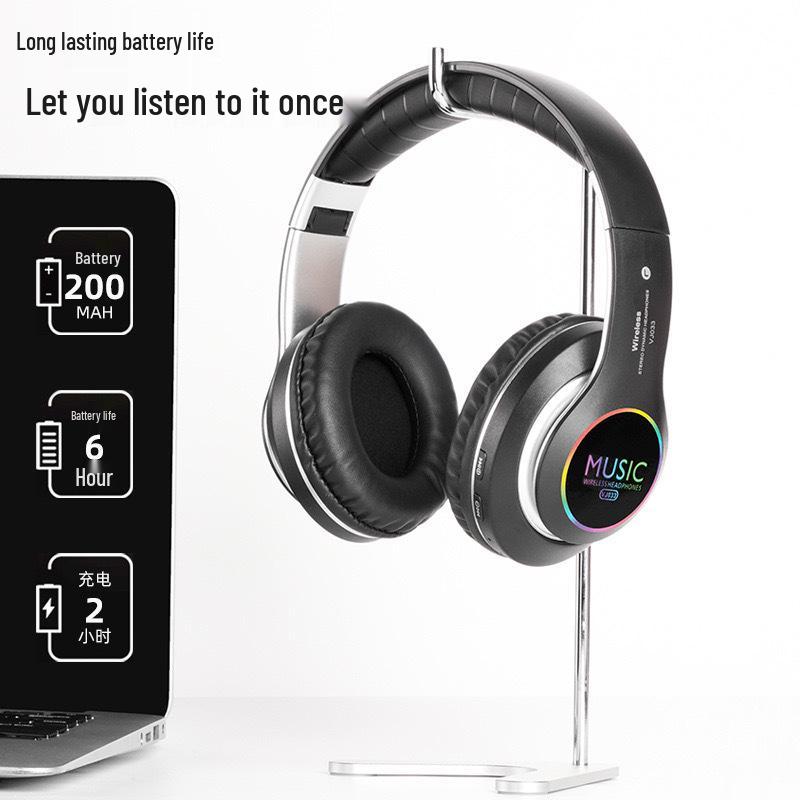 VJ033 Luminous LED Wireless Bluetooth Over-Ear Headphones with Heavy Bass