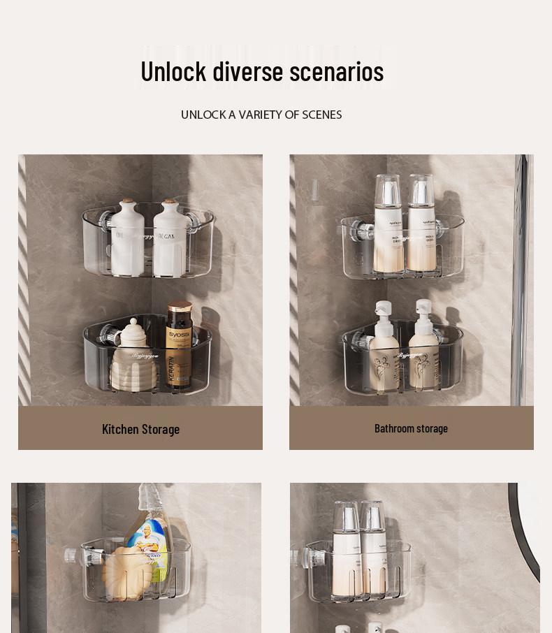 Corner Sink Storage Rack - Multi-functional Sponge & Dish Organizer with Suction Cup Wall Mount