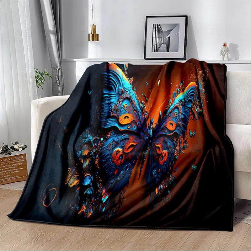 HD Fantasy Butterfly Flower Cartoon Blanket,Soft Throw Blanket for Home Bedroom Bed Sofa Picnic Travel Office Cover Blanket Kids