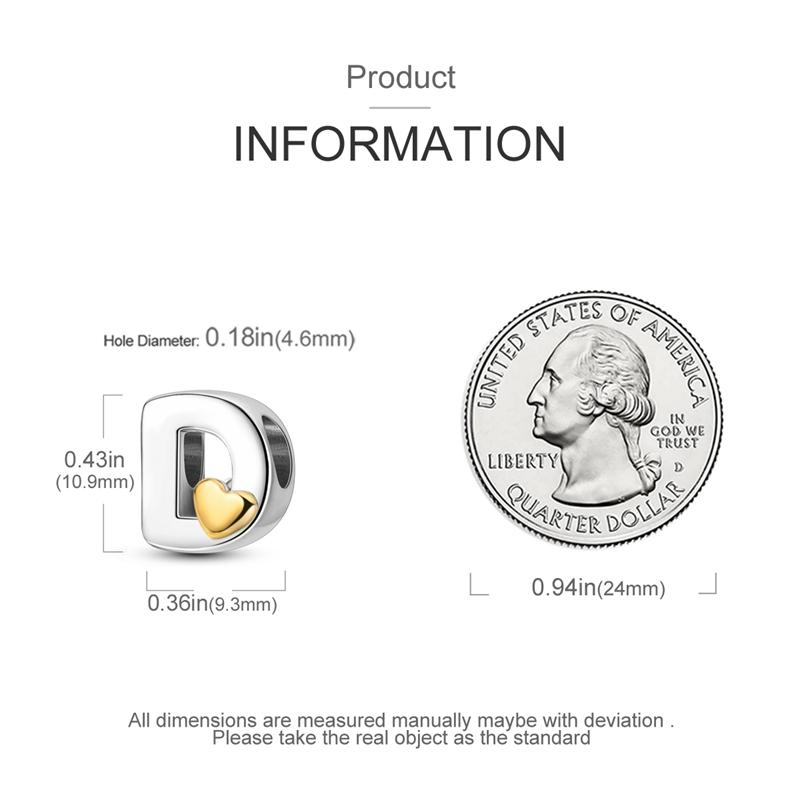 Charms Originale Heart English Alphabet Series Bead Fits Bracelets Necklace Women Charm Copper Luxury Diy Jewelry Gifts