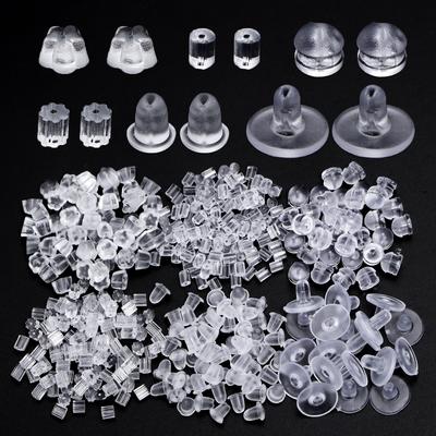 200-2000pcs/lot Clear Soft Silicone Rubber Ear Stopper Plugging Earring Back Ear Studs For DIY Earrings Jewelry Making Accessory