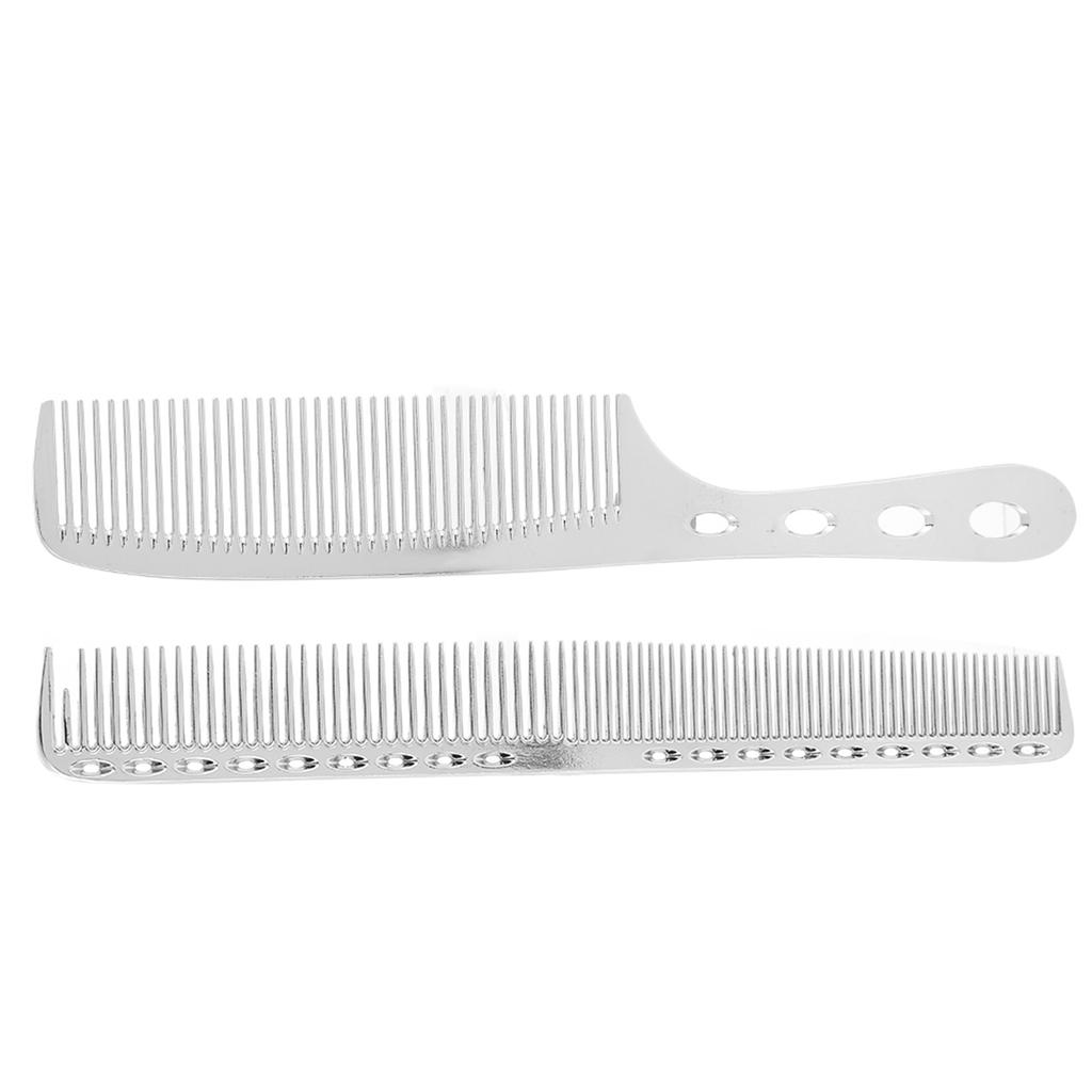 2pcs Set Hair Comb Space Aluminum Stainless Steel Anti Static Sparse Haircut Comb Beauty Tool