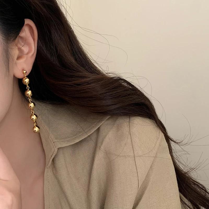 PONYKISS  Sterling Silver Bead Ball Pendant Stud Earrings for Women Minimalist Trendy Fine  Geometric Accessories