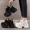 Fashion 9.5CM Women Microfiber Leather Spring Chunky Sneakers Winter Plush Fashion Ankle Booties Autumn Platform Wedge Flats Shoes