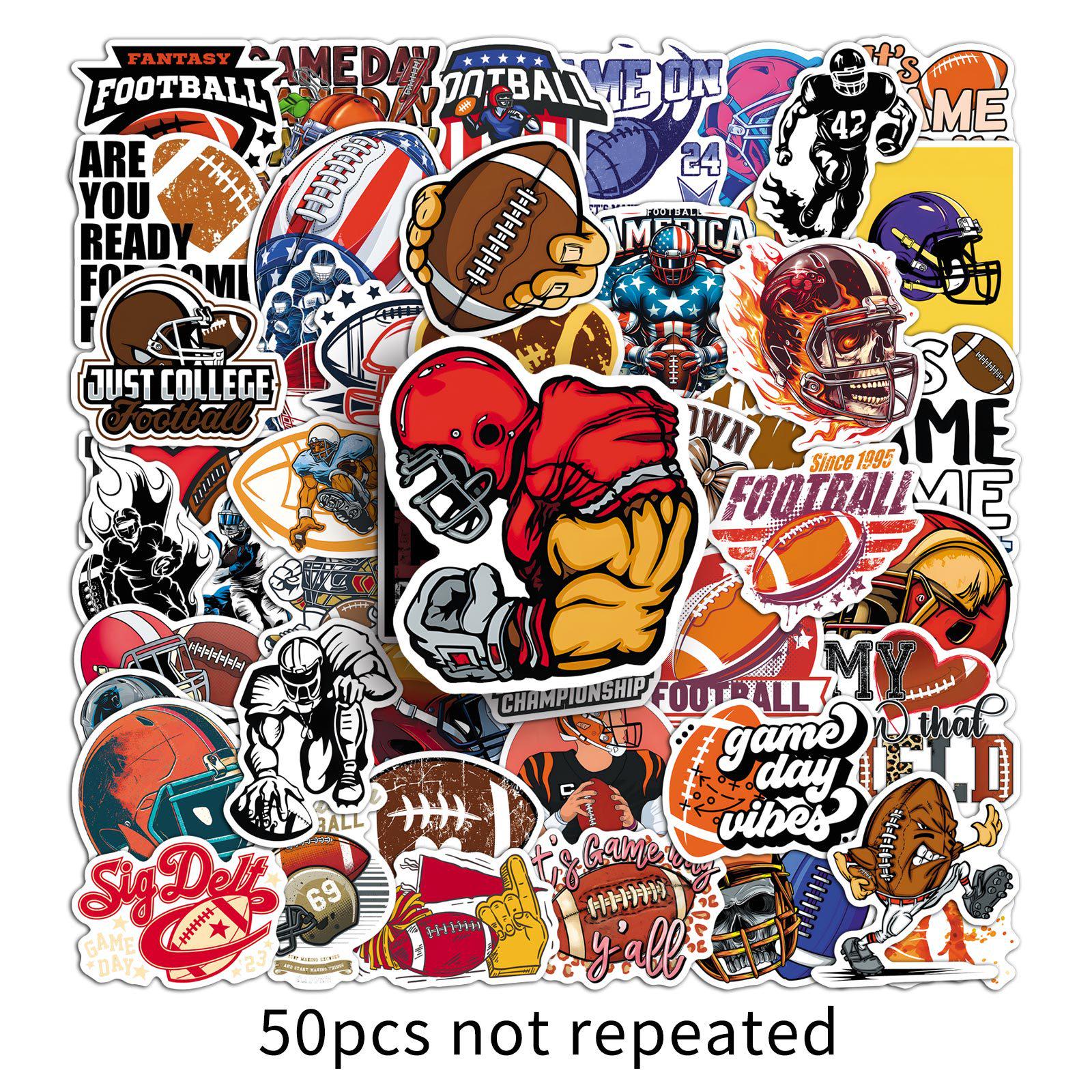 50 Personalized American Football Stickers - Trendy Sports Graffiti for Notebooks & Motorcycles, Waterproof