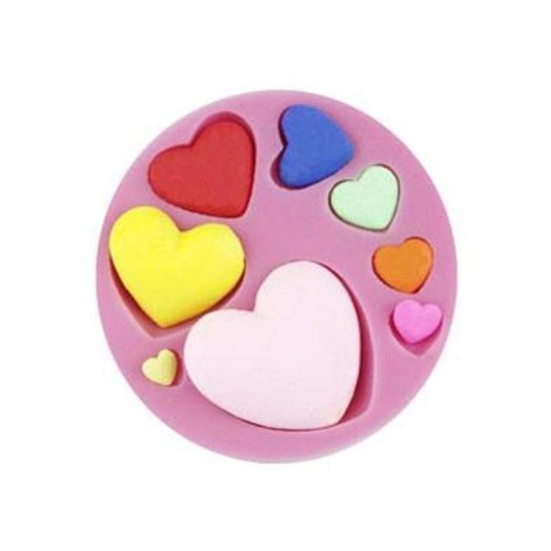 Loving Heart Shape Silicone Fondant Mold DIY Colorful Sweet Heart Candy Paste Cake Decorating Tool
