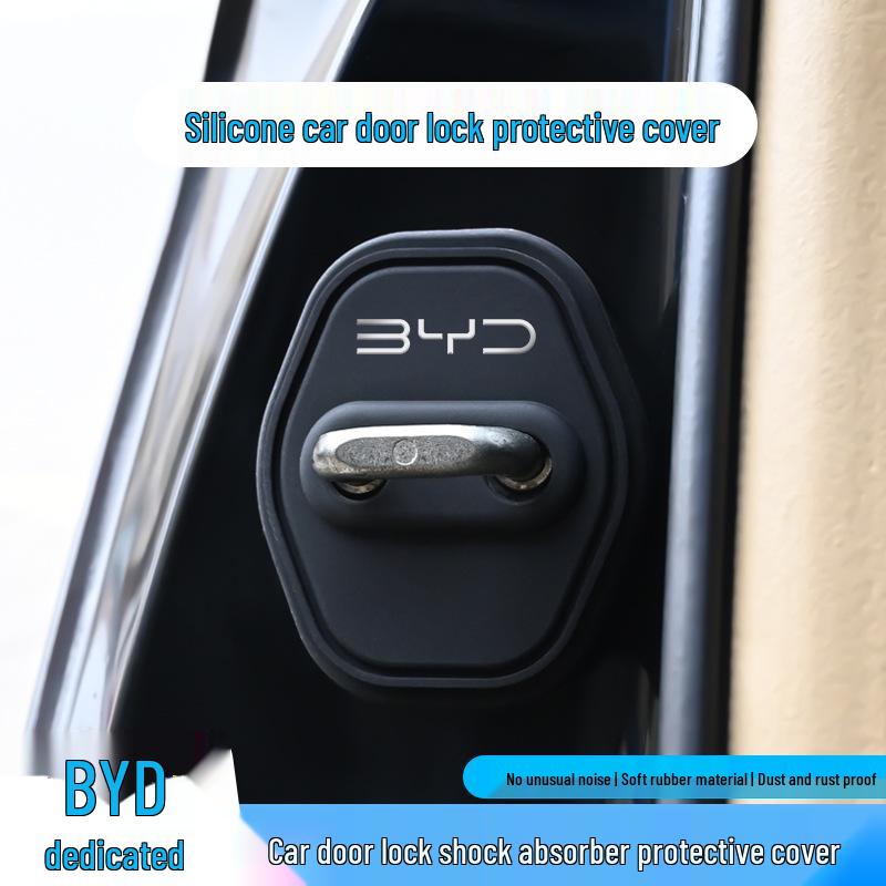 BYD Car Door Lock Cover: Shock-Absorbing Decorative Sleeve for Destroyer, Seal, Seagull, Han, Song, Tang Models 2 Pieces with BYD Logo