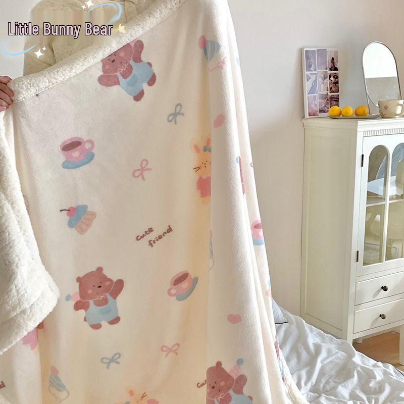 Cozy Lamb Fleece Blanket - Soft, Warm Shawl for Office, Sofa, or Dorm Naps.