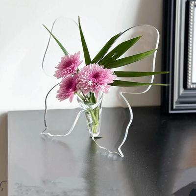 Ins Style Modern Minimalist Acrylic Butterfly Vase Bedroom Living Flower Decoration Transparent R2W8