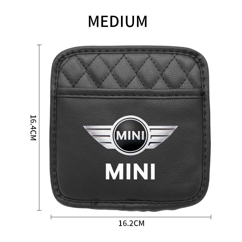 1Pcs Car Door Seat Leather Storage Bag For MINI Cooper JCW WORKS R55 R56 F55 F56 R57 R58 R59 R60 Organizer Bag Sticker Accessory