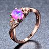 Cushion Cut Square Rainbow White Fire Opal Rings For Women Gold Horse Eye Zircon Charm Leaf Wedding Bands Party Jewelry CZ