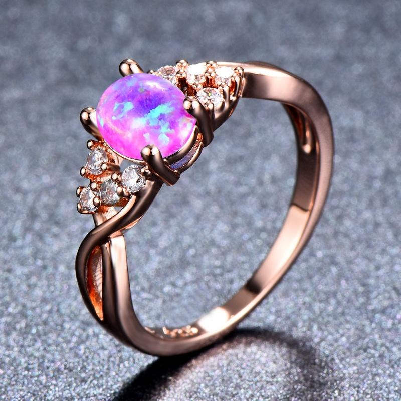 Cushion Cut Square Rainbow White Fire Opal Rings For Women Gold Horse Eye Zircon Charm Leaf Wedding Bands Party Jewelry CZ