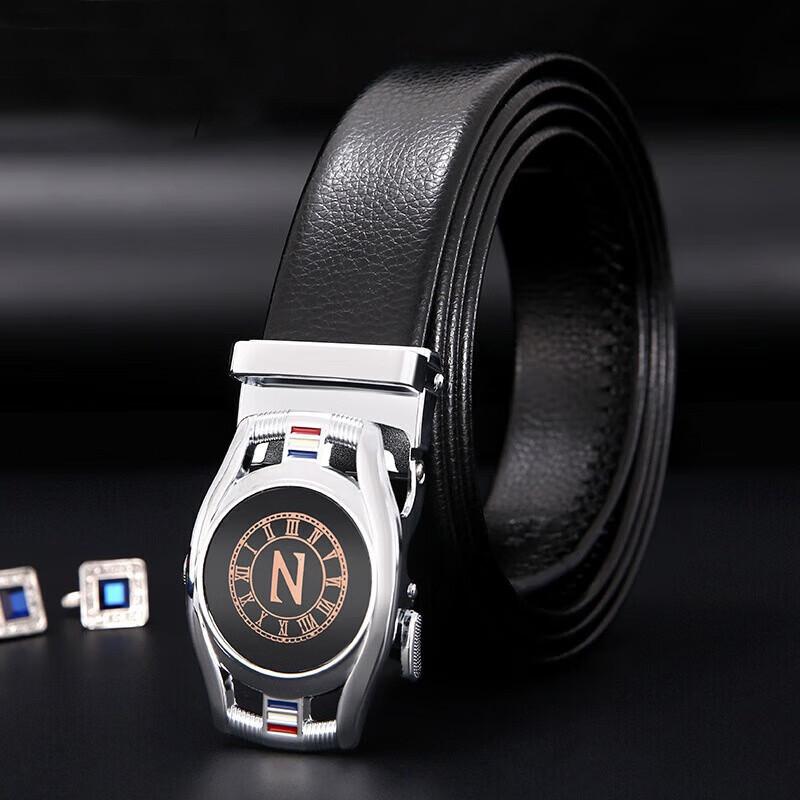 

Универсальный кожаный ремень с компасом, сплавная автоматическая пряжка для одежды, для бизнеса Silver,115 CM