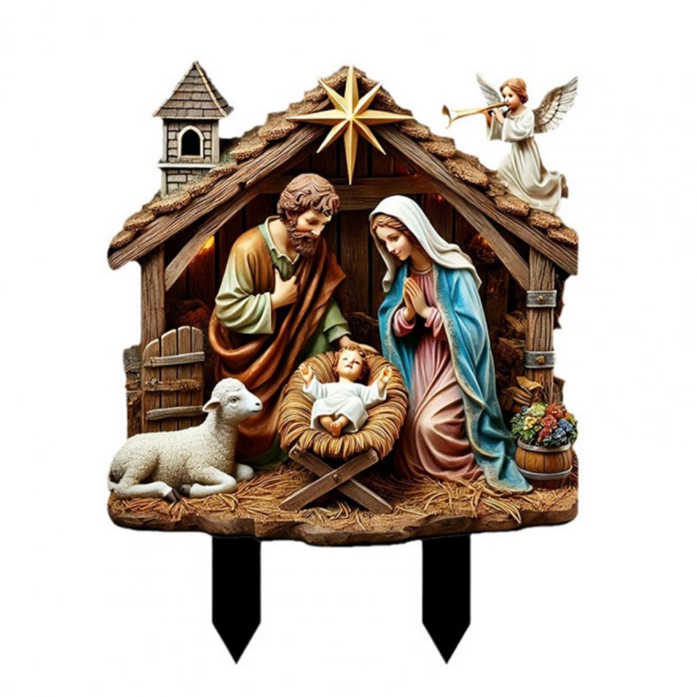 Acrylic Garden Stake Unique Nativity Design Stake Christmas Nativity Scene Garden Stake Yard Decor for Outdoor Patio Lawn 2d
